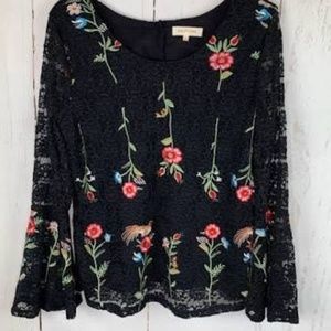 Black Embroidered Lace Top